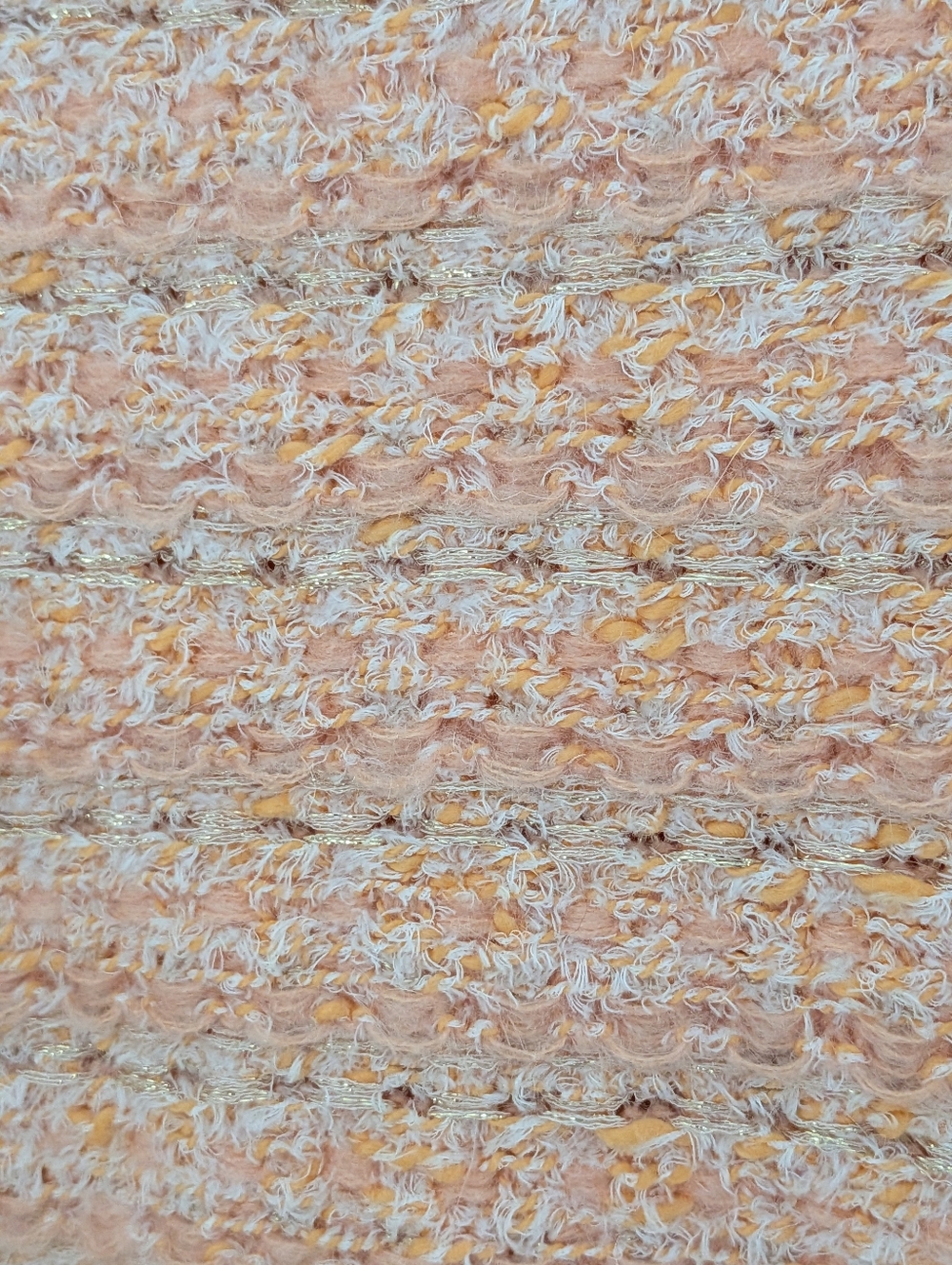 Maje Paris Textured Tweed Cardigan Jacket Peach Gold Button Cropped 2 - Picture 6 of 6